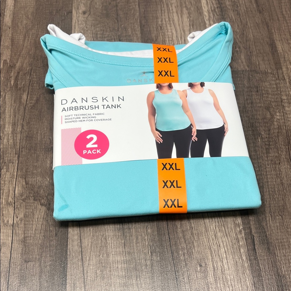 Danskin Airbrush Tank 2-Pack in Aqua and White - Picture 4 of 4